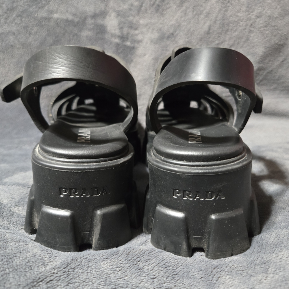 PRADA Monolith Black rubber sandals Size 38 / 7.5 - Picture 3 of 13